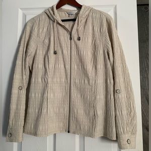 CHRISTOPHER & BANKS CREAM HOODED JACKET SIZE L